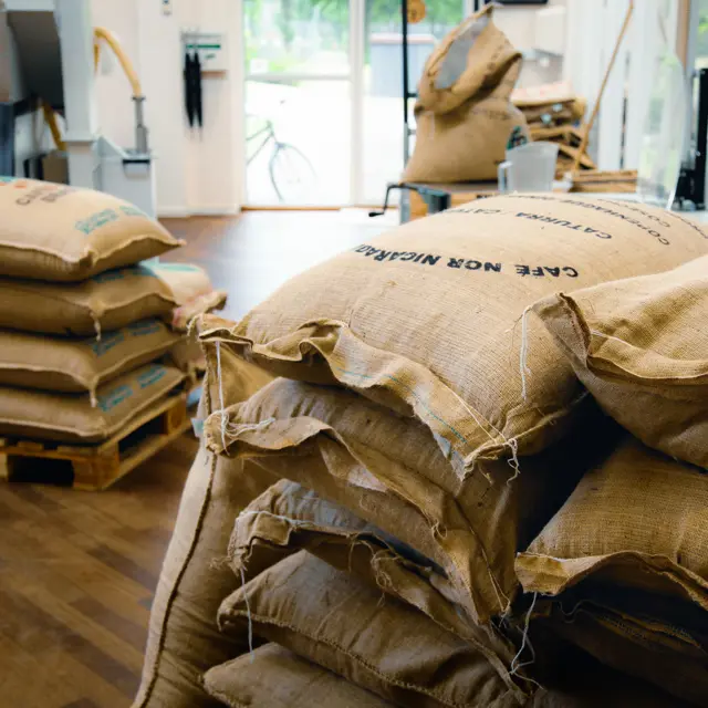 Coffee bags in the Amokka Roastery